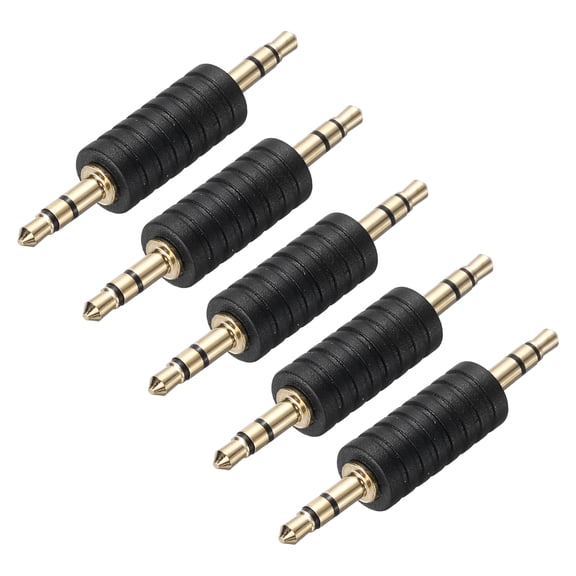 5 Pcs TRS3.5mm Male to 3.5mm Male Zinc Alloy Gold-Plated Adapter