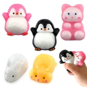 5PCS Taba Animal Squishy Toy Set for Kids and Adults, Soft Sensory Fidget Squeeze Toys for Stress Relief, Cute Party Favors