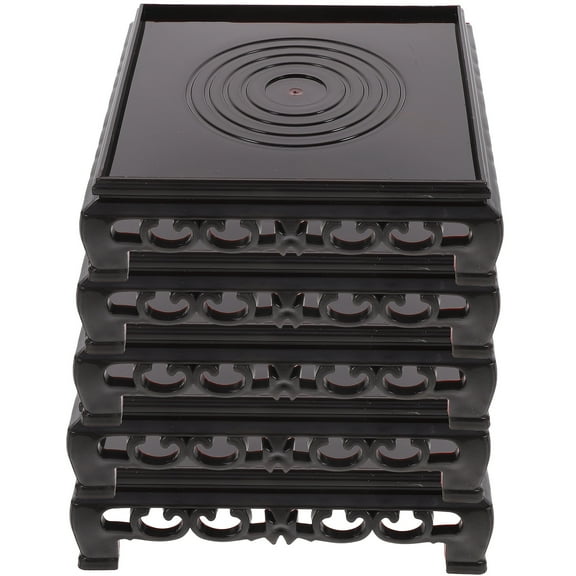 SOPOTUTU Black Plastic Flowerpot Stand Rack for Potted Plants, 5 Pieces, and Lightweight Plant Holder