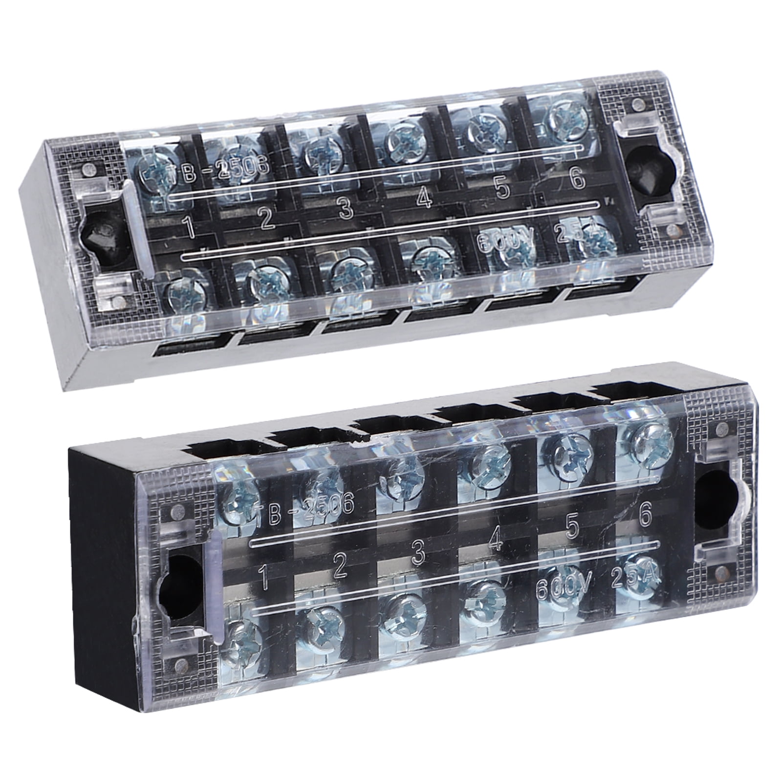 Pcs Terminals Covered Screw Barrier Block Electric Power Dual Row