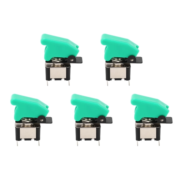 5 Pcs Toggle Switch 2 Pin Alloy High Conductivity Anti Oxidation Electrical Toggle Switch with Protective Cover DC12V