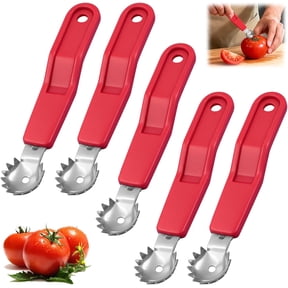 5 Pcs Tomato Corer Tool Strawberry Huller Stem Remover, Handle with hole, Stainless Steel, Fruit Corer Tool for Tomato Strawberry