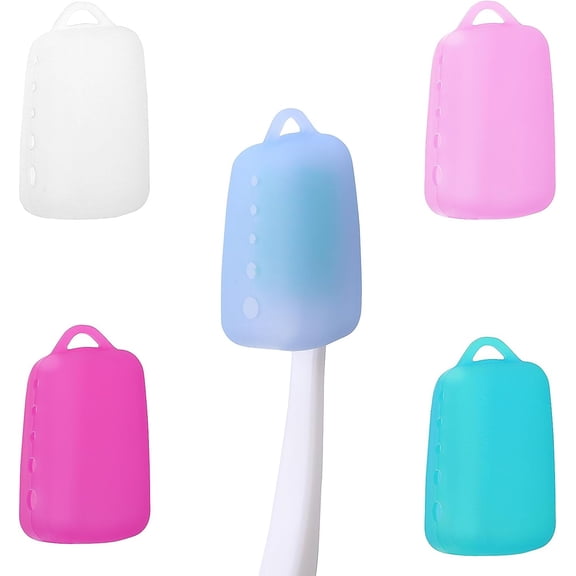 5 Pcs Toothbrush Covers Silicone Toothbrush Covers Caps Portable Toothbrush Protector Travel Toothbrush Head Case Toothbrush Storage Head Cover Toothbrush Head Holder for Bathroom Home Travel