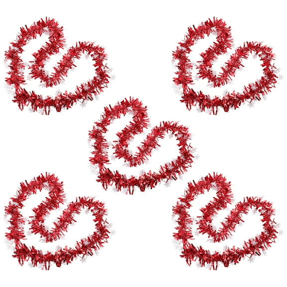 Houderco Red Mini Tinsel Garland Christmas Style 5Pcs 79Inx3In