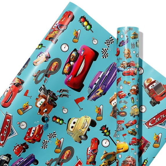 5 Pcs Toy Story Cars Wrapping Paper - 30 x 20 Inch Each, Racing Theme Gift Wrap for Kids' Birthday Party, Baby Shower, Gift Packaging Decorations