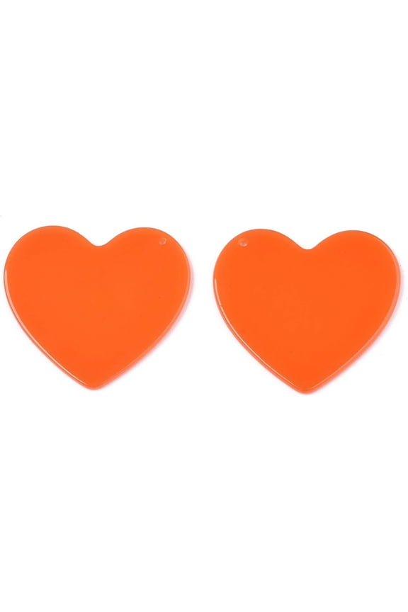 5 Pcs Translucent Cellulose Resin Heart Pendants Solid Color Heart Pendant Decoration Orange Red Pendant for Birthday Festival Elegant Gifts DIY Personalized Jewelry 38x41x2mm Hole: 1.4mm