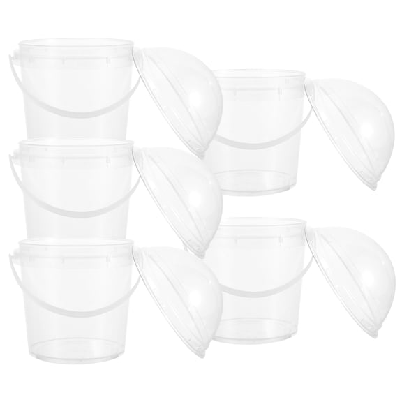 5 Pcs Transparent Bucket Ice Cream Storage Containers for Freezer Fruits Plastic Mug Cup Yogurt Cups