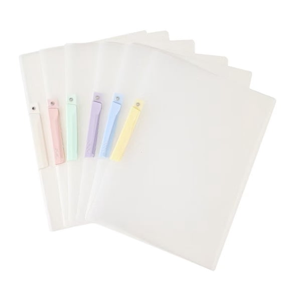 5 Pcs Transparent Clip Folders, 12.2"9.5" Aesthetic Document Holders, Side Opening Plastic Clip Folders, Muted Color Clip File Folders, Portable Paper Organizers, Lightweight Paperwork Sleeves