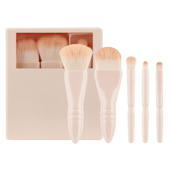 5 Pcs Travel Brush Set Makeup Brushes Set Eye Shadow Brush Full Face Make Up Brush with Storage Case Powder Brush