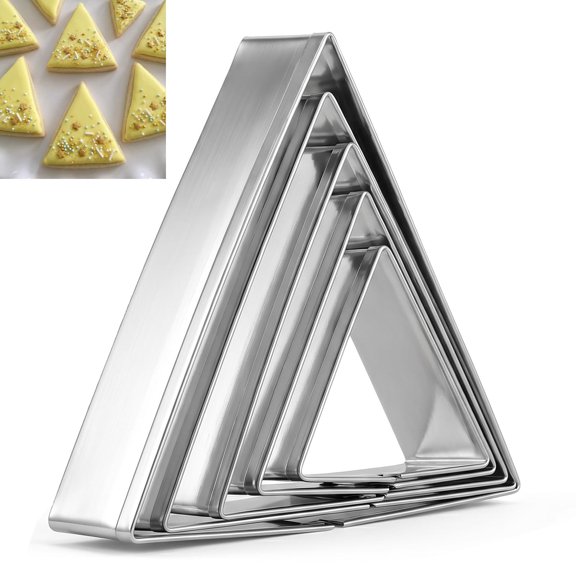 5 Pcs Triangle Cookie Cutter Set, Stainless Steel Triangle Edge Cookie Cutters Fondant Biscuit Sandwich Cheese Cutter TriangleShapes Molds Pastry Mold Bakeware Tools