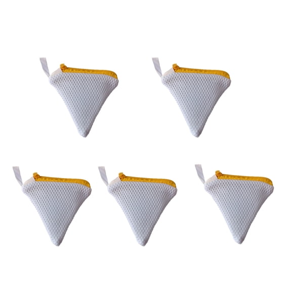 5 Pcs Triangle Mesh Laundry Bag,Reusable Wash Bag with Zipper | Scent Beads Laundry Pod Dissolution Protection Bags for Laundry Room,Washing Machine,Yellow