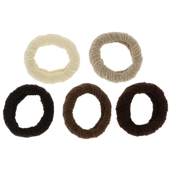 5 Pcs Twill Wide Edge Hair Ropes Hair Scrunchies for Women for Girls Mixed Brown