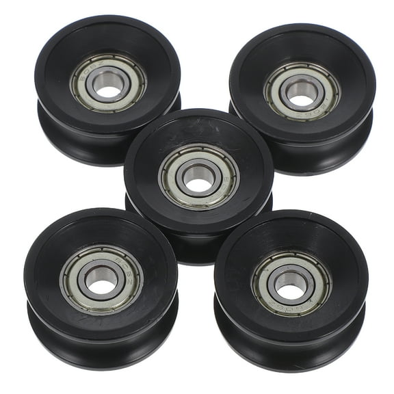5 Pcs U Groove Pulley Wheel U- Guide Pulley Rolling Bearing Roller Wheel For Hardware Doors Track Drive Mechanical Equipment Black