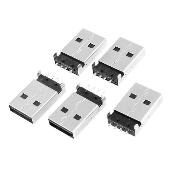 5 Pcs USB 2.0 Type A Male Jack Solder Connector, USB Repair Replacement Adapter
