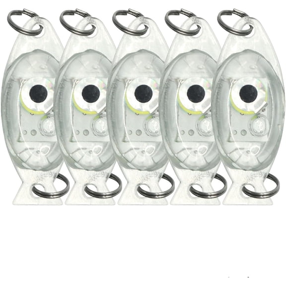 5 Pcs Ultra-Bright Fish Trap Lamp, LED Lighted Bait Flasher, Deep Drop Fishing Lures, Bait Lure Lamp,Squid Attracting Light,600M Deep