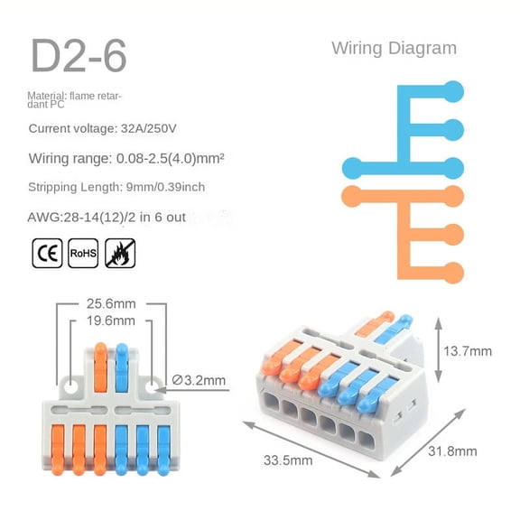 5 Pcs Universal Compact Wire Connector Splitter Quick Cable Glands for 28-12AWG Small Wiring Connectors