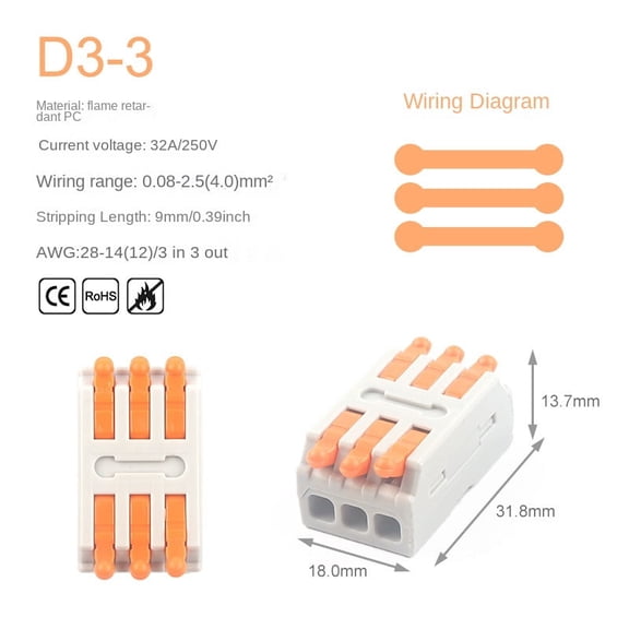 5 Pcs Universal Compact Wire Connector Splitter Quick Cable Glands for 28-12AWG Small Wiring Connectors