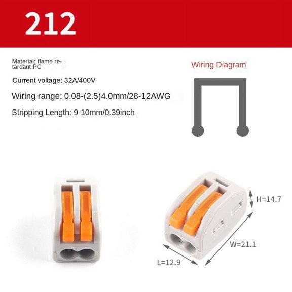 5 Pcs Universal Compact Wire Connector Splitter Quick Cable Glands for 28-12AWG Small Wiring Connectors