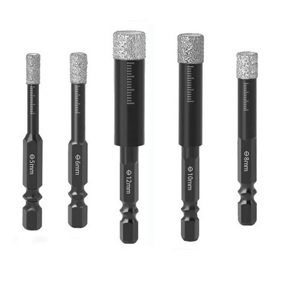 5 Pcs Vaccum Brazed Diamond Dry Drill Bits Hole Saw for Marble Ceramic Tile Stone