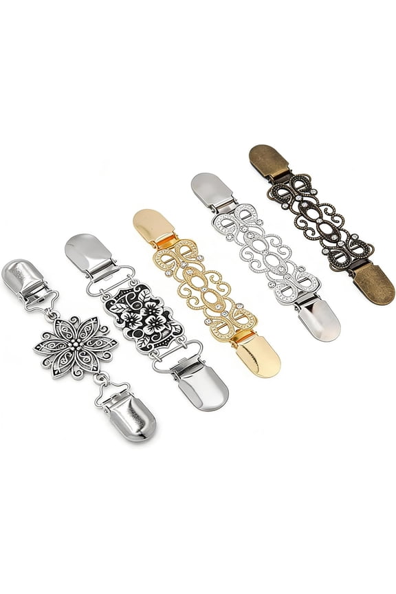 5 Pcs Vintage Waist Cinch Clips - Sweater,Dress,Shawl,Cardigan Clips,Clothes Pant Tightener Collar Clip for Women