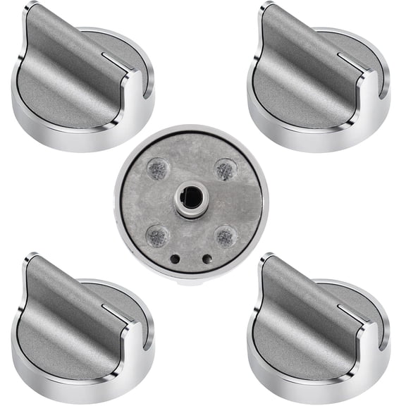5 Pcs W10594481 Stainless Steel Cooker Stove Control Knob Compatible with Whirlpool Stoves/Ranges