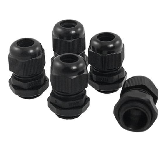 5 Pcs Water Proof Plastic PG11 Cable Glands Fasteners