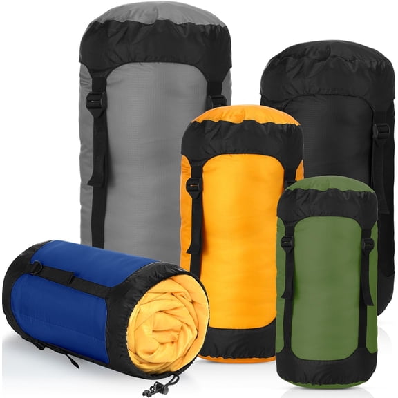 5 Pcs Water-Resistant Compression Sacks Set 5L 10L 15L 20L 35L for Backpacking Camping Hiking