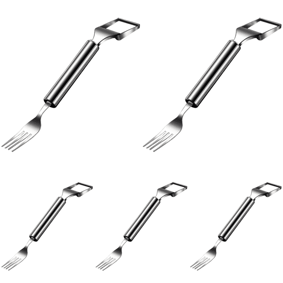 5 Pcs Watermelon Fork Cutter, 2-in-1 Stainless Steel Fruit Cutter, Dual-Head Design Kitchen Gadget, Easy to Clean, 9.3 in Long Watermelon Slicer Server for Home Kitchen
