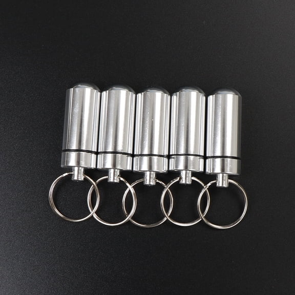 5 Pcs Waterproof Aluminum Pill Box Case Drug Container Holder Keyring