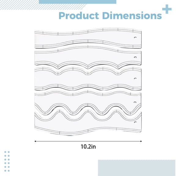 5 Pcs Wave Quilting Rulers Acrylic Set, Sewing Templates for Machine Quilting, Freemotion Quilting, 6 Wavelengths, 3.6 x 10.2 x 0.12 in / 9.1 x 26 x 0.3 cm