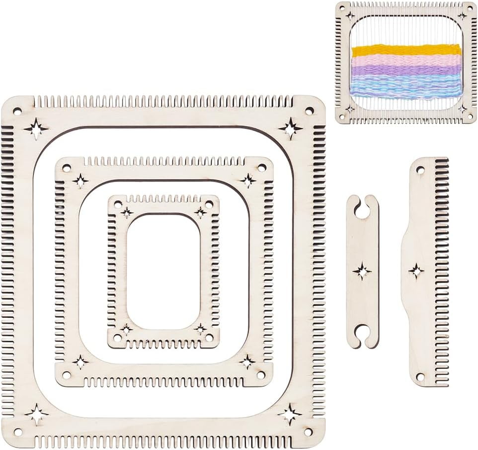 5 Pcs Weaving Loom Kit Rectangle Weaving Loom Kit with Weaving Comb and ...