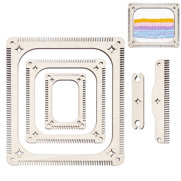 5 Pcs Weaving Loom Kit Rectangle Weaving Loom Kit with Weaving Comb and Weaving Tools Wooden Multi-Craft Weaving Loom for Beginners and Weaving