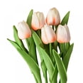 thumbnail image 1 of 5 Pcs White Flowers Artificial Tulip Silk Flowers PU Real Touch Tulips Bouquet,13.4 inch for Home Party Easter Day Home Kitchen Wedding Decorations, 1 of 6