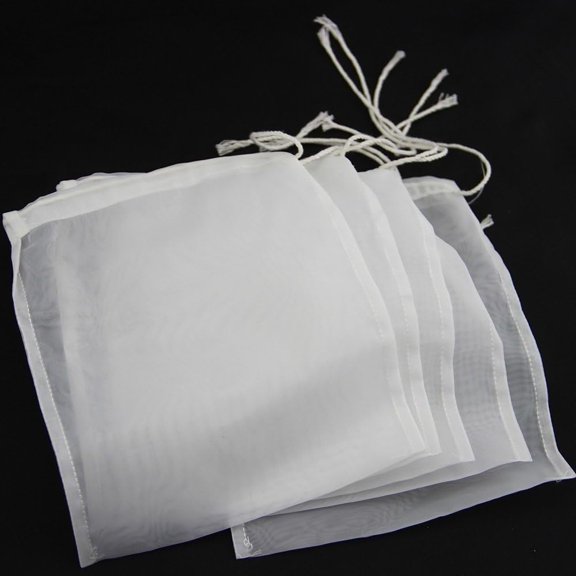 5 Pcs White Nylon Straining Bag - Fine Mesh - Homebrew Beer Wine Cider Dry Hop Beer Brewing Filters and Straining Home Brewing and Wine Making (6 x 7.8 inch(Width x Height))
