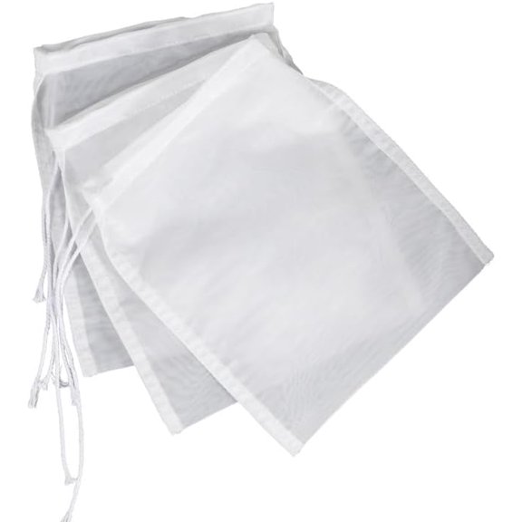 5 Pcs White Nylon Straining Bag - Fine Mesh - Homebrew Beer Wine Cider Dry Hop Beer Brewing Filters and Straining Home Brewing and Wine Making (6 x 7.8 inch)