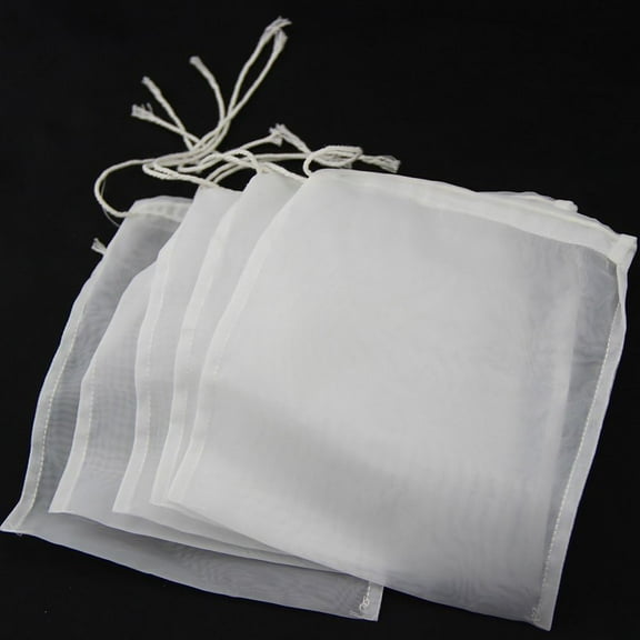 5 Pcs White Nylon Straining Bag - Fine Mesh - Homebrew Beer Wine Cider Dry Hop Beer Brewing Filters and Straining Home Brewing and Wine Making,Filters and Straining(6 x 7.8 inch(Width x Height))