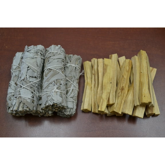 5 Pcs White Sage Bundles 4" + 15 Palo Santo Sticks - Smudge Kit Refills
