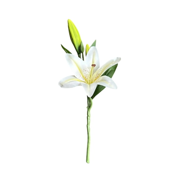5 Pcs White Tiger Lily Artificial Flowers for Decoration, 14 inch Long Stems Real Touch Latex Fake Flowers, Faux Silk Easter Lily for Spring Indoor Outdoor Home Office Wedding Table Centerpiece