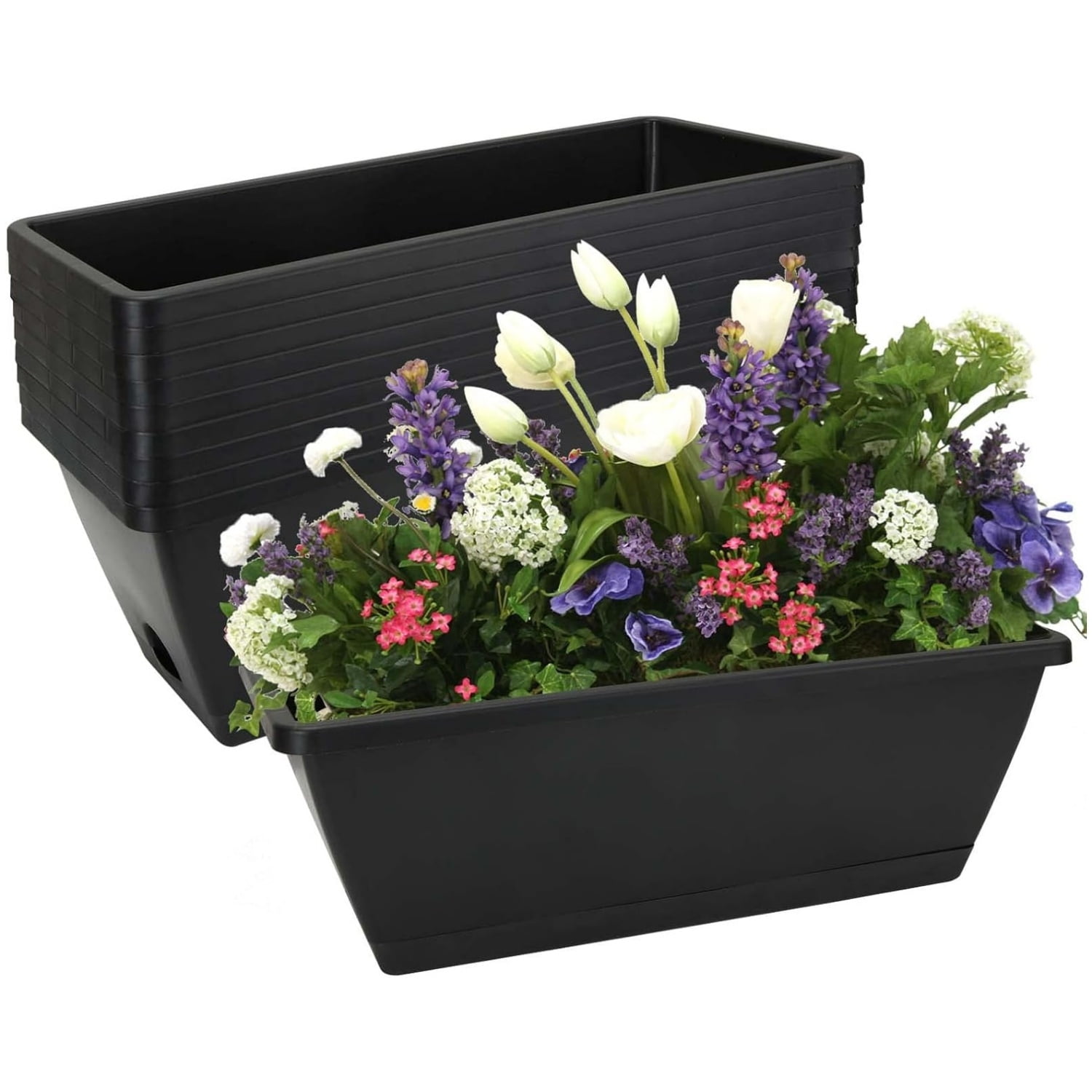 5 Pcs Window Box Planter,Plastic Vegetable Flower Planters Boxes with ...