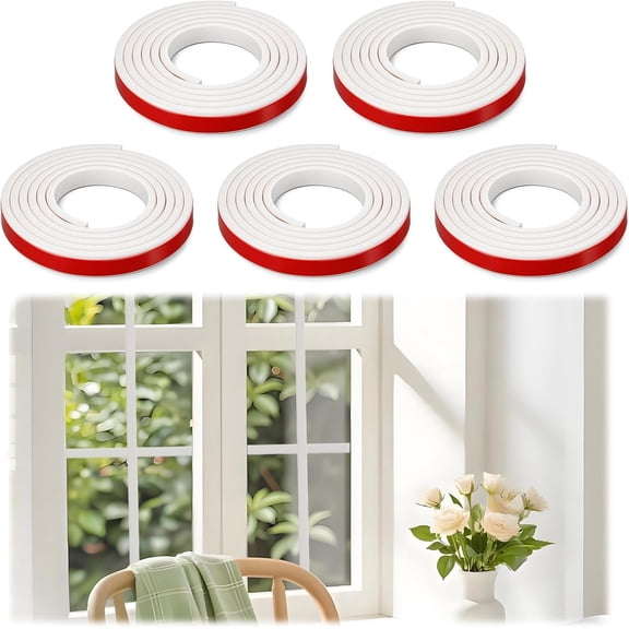 5 Pcs Window Grille Inserts Grid Kit, Total 32.8 Feet TPE Peel and Stick Wall Molding Trim Flexible White Self Adhesive Molding Trim for Home Decoration, Wall, Windows, Door