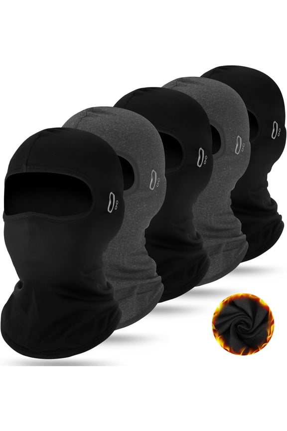5 Pcs Winter Balaclava Ski Mask Windproof Thermal Full Face Mask Cold Weather Balaclava with Reflective Stripe