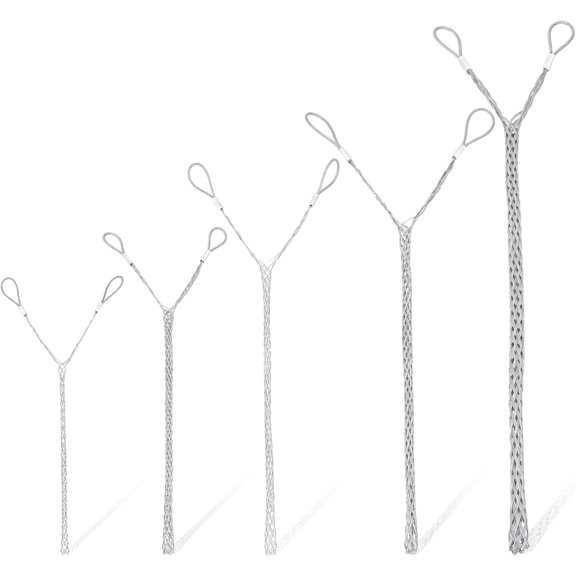 5 Pcs Wire Mesh Pulling Grip 6-37mm (0.24"-1.46") Double Head Cable Puller Socks Anti-slip Flexible Cable Sleeve for Electrical Wire Light & Heavy Cables