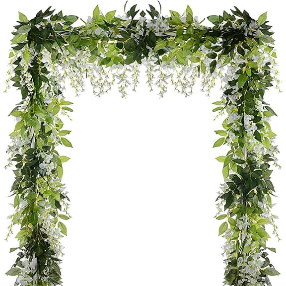 5 Pcs Wisteria Garland Artificial Flower Arch Floral Garland Decor Fake Hanging Flowers for Wedding Arch