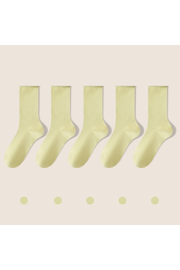 5 Pcs Women's Soft Moisture-Wicking Crew Socks Casual Athletic Gym LightWeight Thin Cotton Socks Breathable Cool Knit Cotton Socks Cute Cotton Crew Socks