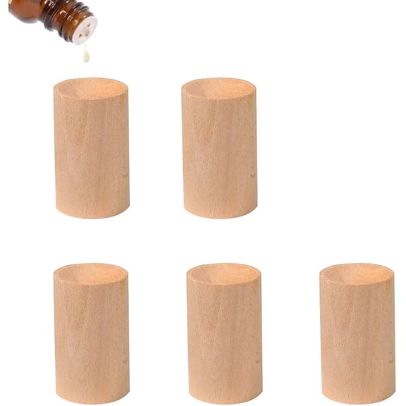 5 Pcs Wood Essential Oil Diffusers,Small Wood Fragrance DIffusers,Fragrance Retention,Wooden Aromatherapy Round Diffuser for Car,Home, Bathroom, Office, Toilet, Yoga Room, Sauna Room