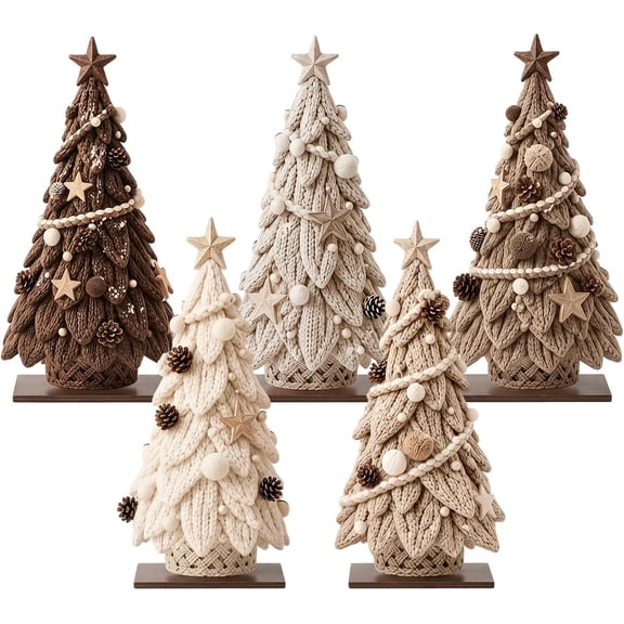 5 Pcs Wooden Christmas Tree Tabletop Decor