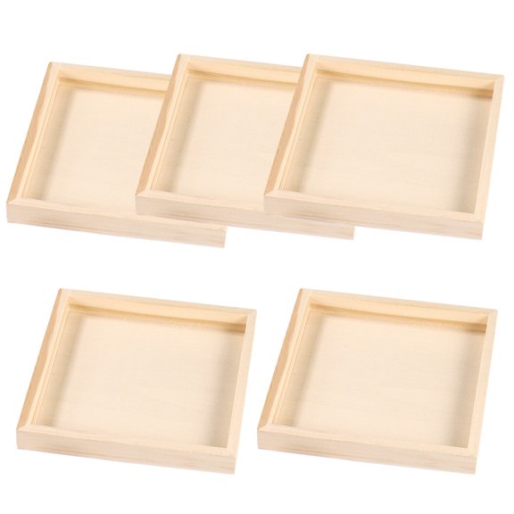 5 Pcs Wooden Pallet Wooden Tray Unfinished Wood Serving Nesting Trays Wooden Blocks Blocks Storage Trays Toy Holder