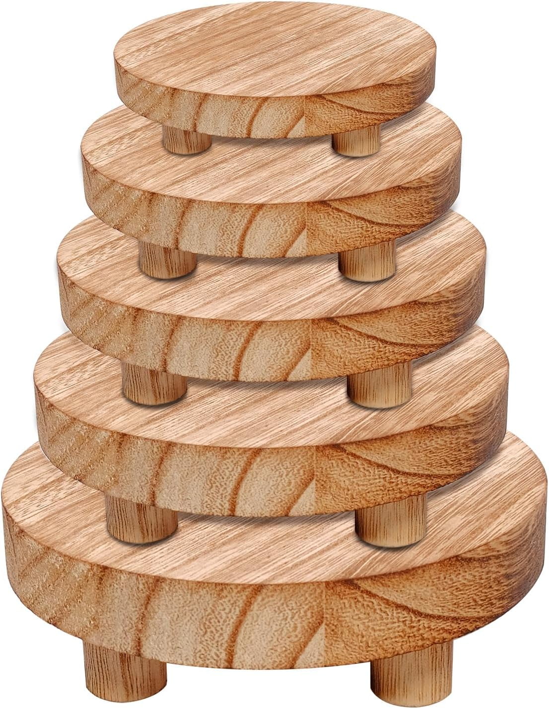 5 Pcs Wooden Risers for Display 5 Sizes Round Mini Riser Holder Wood ...