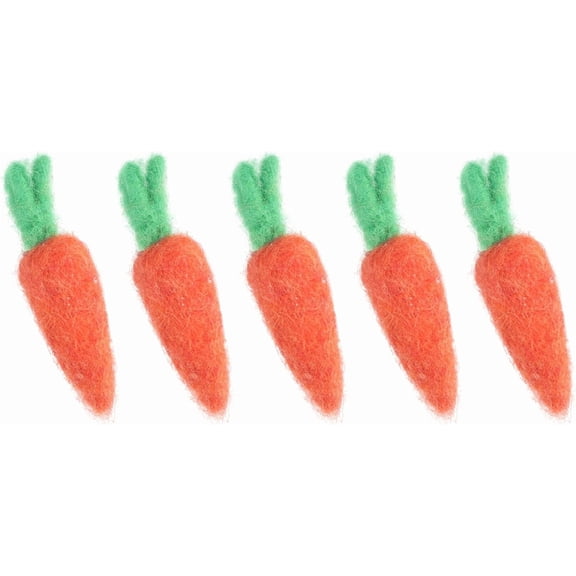 5 Pcs Wool Felt Carrots with Leaves Handmade Easter Ornament for Crafts Autumn Thanksgiving Party Favors Farmhouse Decor Red