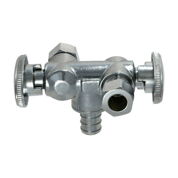 5 Pcs XFITITNG OD Compression 3/8 Inch x 3/8 Inch OD Compression x 1/2 Inch Pex Dual Angle Valve, 2-3-2=5XX